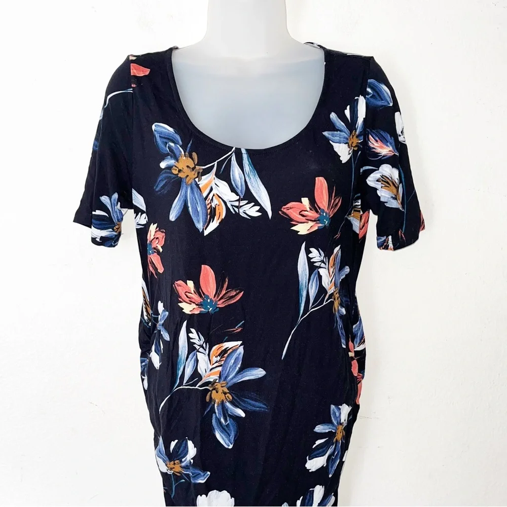 NWT Yumi Kim Blossom Sky Maternity Dress Size L Floral Bodycon Stretch Shirred